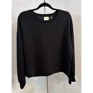 ELIE TAHARI XL Crew Neck Pullover Top Black Long Sleeve Super Soft NWT